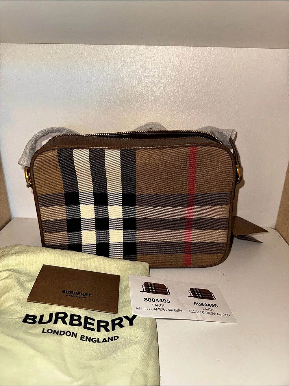 Burberry Crossbody Bag Check Crossbody Bag in Brown & Black - Picture 2 of 4